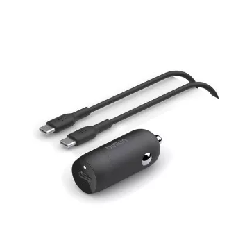 Belkin BOOSTCHARGE™ 30W USB-C Power Delivery PPS auto punjač + 1m USB-C na USB-C kabel, crni