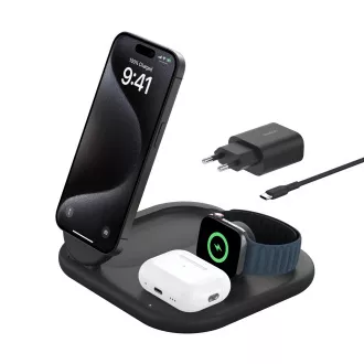 Belkin BOOST CHARGE™ Qi2 15W 3u1 Magnetski stalak za punjenje, sklopivi, crni Belkin BOOST CHARGE™ Qi2 15W 3u1 Magnetski stalak za punjenje, sklopivi, crni
