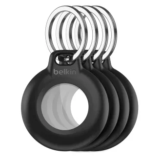 Belkin AirTag sigurnosna futrola s vodootpornim privjeskom za ključeve - crna - pakiranje od 4 komada