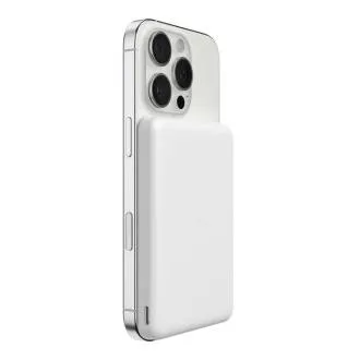 Belkin BOOST CHARGE Qi2 magnetska bežična prijenosna baterija, 5000 mAh, tanka, bijela Belkin BOOST CHARGE Qi2 magnetska bežična prijenosna baterija, 5000 mAh, tanka, bijela