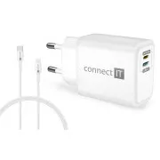 CONNECT IT DUPLEX Adapter za punjenje 1xLightning + 1xUSB-C, 20W, kabel 27W, BIJELI