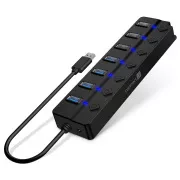 CONNECT IT Mighty Switch 2 USB-A hub, (4xUSB-A 3.0, 3xUSB-A 2.0), vanjski, CRNI