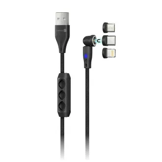 CONNECT IT Magnetic PowerLink 3u1 kabel (USB-C/Lightning/MicroUSB), 2m, CRNI