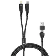 CONNECT IT Wirez 4u1 1x USB-C, 1x Lightning, 1,25 m, CRNA