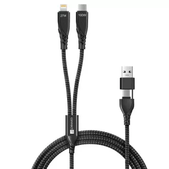 CONNECT IT Wirez 4u1 1x USB-C, 1x Lightning, 1,25 m, CRNA