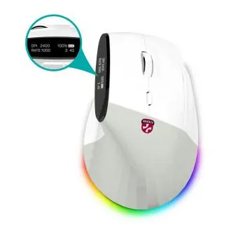 CONNECT IT FOR HEALTH ergonomski vertikalni miš sa zaslonom, bežični, 2x BT, USB 2.4GHz, RGB pozadinsko osvjetljenje, bijela CONNECT IT FOR HEALTH ergonomski vertikalni miš sa zaslonom, bežični, 2x BT, USB 2.4GHz, RGB pozadinsko osvjetljenje, bijela