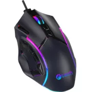 C-TECH gaming miš Akali (GM-15), za ležerno igranje, 12800 DPI, RGB pozadinsko osvjetljenje, USB, crni