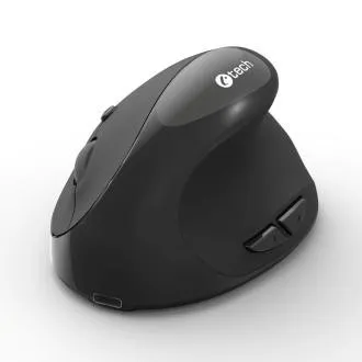 C-TECH miš VEM-17, vertikalni, dvostruki način rada, bežični, BT5.0 + 2.4GHz, 1600DPI, crni