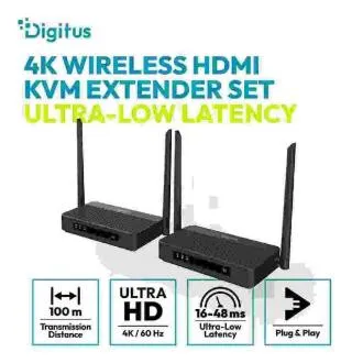 DIGITUS 4K/60Hz bežični HDMI KVM produživač, 100 m, crni DIGITUS 4K/60Hz bežični HDMI KVM produživač, 100 m, crni