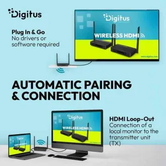 DIGITUS 4K/60Hz bežični HDMI KVM produživač, 100 m, crni DIGITUS 4K/60Hz bežični HDMI KVM produživač, 100 m, crni