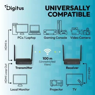 DIGITUS 4K/60Hz bežični HDMI KVM produživač, 100 m, crni DIGITUS 4K/60Hz bežični HDMI KVM produživač, 100 m, crni