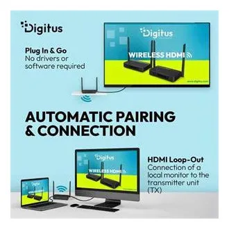 DIGITUS 4K/60Hz bežični HDMI KVM produživač, 100 m, crni DIGITUS 4K/60Hz bežični HDMI KVM produživač, 100 m, crni