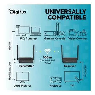 DIGITUS 4K/60Hz bežični HDMI KVM produživač, 100 m, crni DIGITUS 4K/60Hz bežični HDMI KVM produživač, 100 m, crni