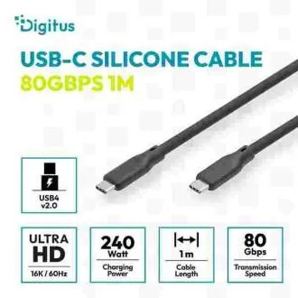 Digitus silikonski kabel USB4 verzija 2.0, USB 80 Gbps, 1 m, crni Digitus silikonski kabel USB4 verzija 2.0, USB 80 Gbps, 1 m, crni