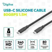 Digitus silikonski kabel USB4 verzija 2.0, USB 80 Gbps, 1,5 m, crni
