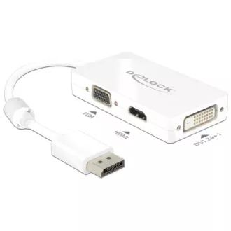 Delock adapter Displayport 1.1 muški > VGA / HDMI / DVI ženski pasivni bijeli Delock adapter Displayport 1.1 muški > VGA / HDMI / DVI ženski pasivni bijeli