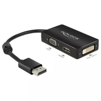 Delock Adapter Displayport 1.1 muški > VGA / HDMI / DVI ženski pasivni crni Delock Adapter Displayport 1.1 muški > VGA / HDMI / DVI ženski pasivni crni