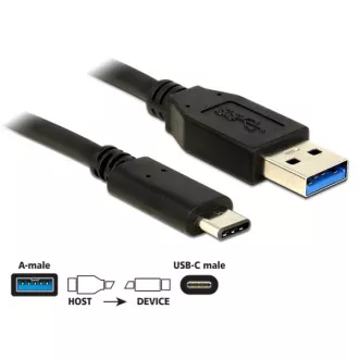 Delock kabel SuperSpeed USB 10 Gbps (USB 3.1, Gen 2) Tip A muški > USB Tip-C™ muški 0,5 m crni