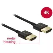 Delock HDMI kabel velike brzine s Ethernetom - HDMI-A muški > HDMI-A muški 3D 4K 0,5 m Slim Premium