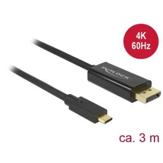 Delock kabel USB Type-C™ muški > Displayport muški (DP Alt Mode) 4K 60 Hz 3 m crni Delock kabel USB Type-C™ muški > Displayport muški (DP Alt Mode) 4K 60 Hz 3 m crni