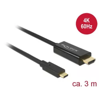 Delock kabel USB Type-C™ muški > HDMI muški (DP Alt Mode) 4K 60 Hz 3 m crni Delock kabel USB Type-C™ muški > HDMI muški (DP Alt Mode) 4K 60 Hz 3 m crni