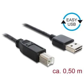 Delock kabel EASY-USB 2.0 Tipa-A muški > USB 2.0 Tipa-B muški 0,5 m crni