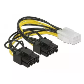 Delock PCI Express kabel za napajanje 6-pinski ženski > 2 x 8-pinski muški 15 cm