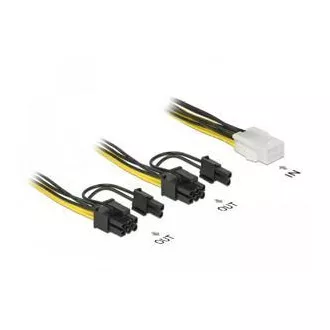 Delock PCI Express kabel za napajanje 6-pinski ženski > 2 x 8-pinski muški 15 cm