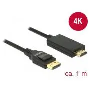 Delock kabel DisplayPort 1.2 muški > High Speed HDMI-A muški pasivni 4K 1 m crni