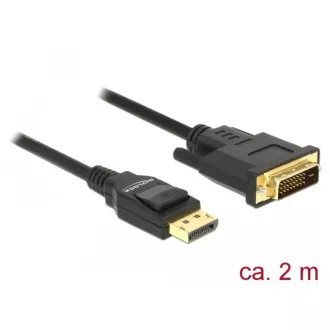 Delock kabel DisplayPort 1.2 muški > DVI 24+1 muški pasivni 2 m crni