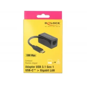 Delock Super Speed USB adapter (USB 3.1 Gen 1) s USB Type-C™ muškim priključkom > Gigabit LAN 10/100/1000 Mbps kompaktni crni Delock Super Speed USB adapter (USB 3.1 Gen 1) s USB Type-C™ muškim priključkom > Gigabit LAN 10/100/1000 Mbps kompaktni crni