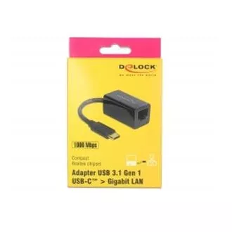 Delock Super Speed USB adapter (USB 3.1 Gen 1) s USB Type-C™ muškim priključkom > Gigabit LAN 10/100/1000 Mbps kompaktni crni Delock Super Speed USB adapter (USB 3.1 Gen 1) s USB Type-C™ muškim priključkom > Gigabit LAN 10/100/1000 Mbps kompaktni crni