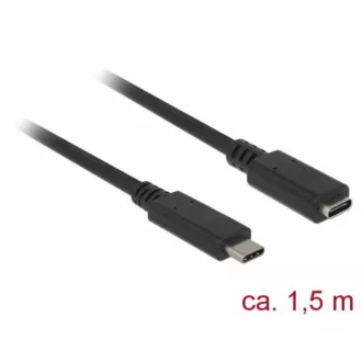 Delock Produžni kabel SuperSpeed USB (USB 3.1 Gen 1) USB Type-C™ muški > ženski priključak 3 A 1,5 m crni