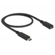 Delock Produžni kabel SuperSpeed USB (USB 3.1 Gen 1) USB Type-C™ muški > ženski priključak 3 A 0,5 m crni
