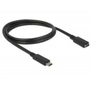 Delock Produžni kabel SuperSpeed USB (USB 3.1 Gen 1) USB Type-C™ muški > ženski priključak 3 A 1,0 m crni