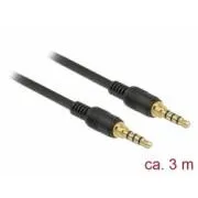 Delock kabel Stereo priključak 3,5 mm 4-pinski muški > muški 3 m crni
