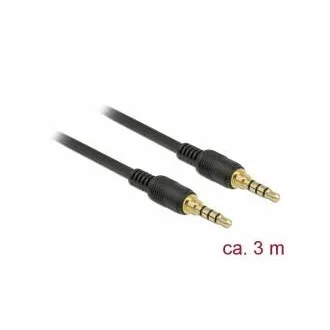 Delock kabel Stereo priključak 3,5 mm 4-pinski muški > muški 3 m crni Delock kabel Stereo priključak 3,5 mm 4-pinski muški > muški 3 m crni