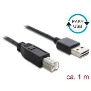 Delock kabel EASY-USB 2.0 Tipa-A muški > USB 2.0 Tipa-B muški 1 m crni