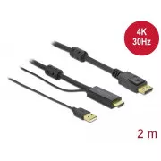 Delock kabel HDMI na DisplayPort 4K 30 Hz 2 m