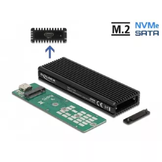 Delock vanjsko kombinirano kućište USB Type-C™ za M.2 NVMe PCIe ili za SATA SSD Delock vanjsko kombinirano kućište USB Type-C™ za M.2 NVMe PCIe ili za SATA SSD