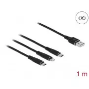 Delock USB 3 u 1 kabel za punjenje za Lightning™ / Micro USB / USB Type-C™, 1 m crni