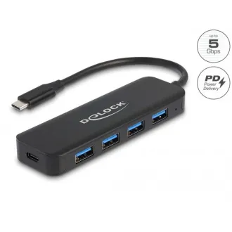 Delock USB Type-C™ hub, 4 porta, USB 3.2 Gen 1 s napajanjem, 85 W