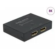 Delock DisplayPort 2 - 1 dvosmjerni prekidač 8K 30 Hz