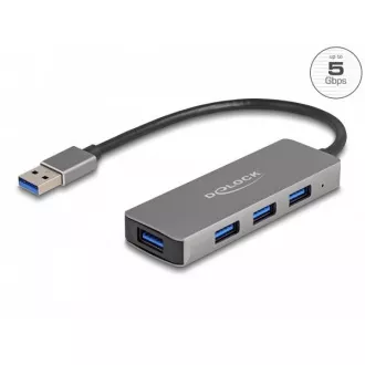 Delock 4-port USB 3.2 Gen 1 Hub s USB Type-A konektorom - USB Type-A priključci sa strane