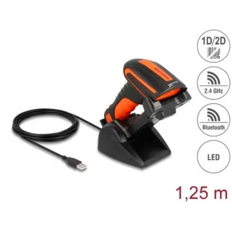 Delock Industrijski 1D i 2D čitač barkodova za 2,4 GHz ili Bluetooth s induktivnom stanicom za punjenje Delock Industrijski 1D i 2D čitač barkodova za 2,4 GHz ili Bluetooth s induktivnom stanicom za punjenje