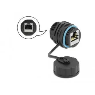 Delock Kabelski konektor RJ45 ženski na RJ45 ženski, kategorija 6A sa zaštitnom kapicom, vodootporan Delock Kabelski konektor RJ45 ženski na RJ45 ženski, kategorija 6A sa zaštitnom kapicom, vodootporan