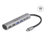 Delock USB čvorište sa 6 priključaka s 4 x USB Type-A utičnice i s 2 x USB Type-C™ utičnice