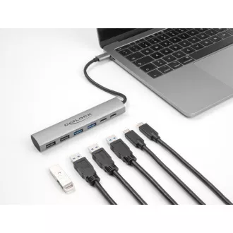 Delock USB čvorište sa 6 priključaka s 4 x USB Type-A utičnice i s 2 x USB Type-C™ utičnice Delock USB čvorište sa 6 priključaka s 4 x USB Type-A utičnice i s 2 x USB Type-C™ utičnice