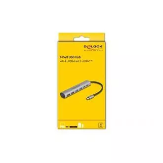 Delock USB čvorište sa 6 priključaka s 4 x USB Type-A utičnice i s 2 x USB Type-C™ utičnice Delock USB čvorište sa 6 priključaka s 4 x USB Type-A utičnice i s 2 x USB Type-C™ utičnice