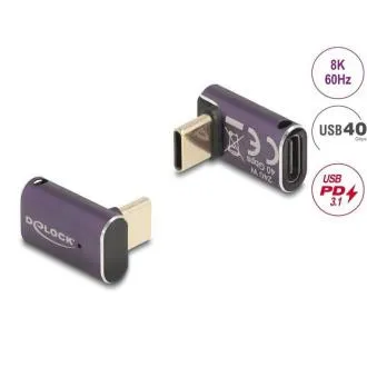 Delock USB adapter 40 Gbps USB Type-C PD 3.1 240 W muški na ženski pravokutni 8K 60 Hz metalni Delock USB adapter 40 Gbps USB Type-C PD 3.1 240 W muški na ženski pravokutni 8K 60 Hz metalni